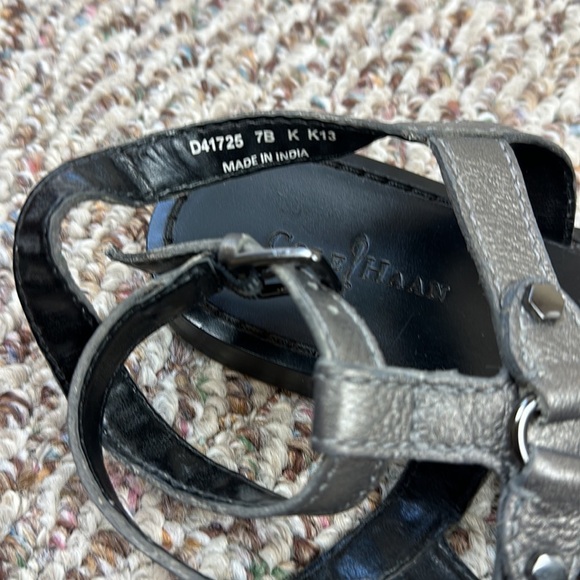 Cole Haan Deandra Leather Gladiator Sandal in Gunsmoke Metallic - Picture 10 of 12